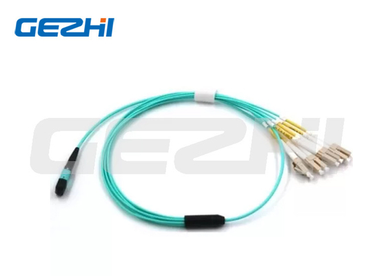 οπτική ίνα MPO 8 πυρήνας OM3 2M Fanout LSZH 1310nm σκοινιού ΚΚ μπάλωμα μήκος κύματος δοκιμής