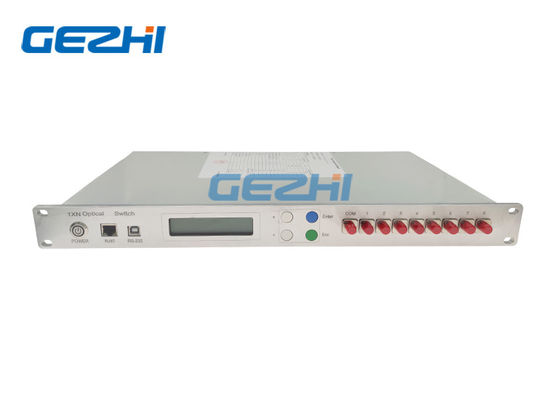 1100nm RS232 Ελεγχόμενη Μονάδα Οπτικού Διακόπτη 1x8 Multimode σε Βάση 19